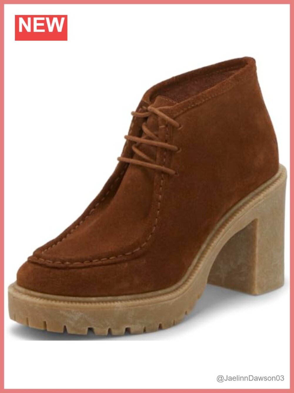 Women's Suede Lace-Up Ankle Bootie with Block Heel